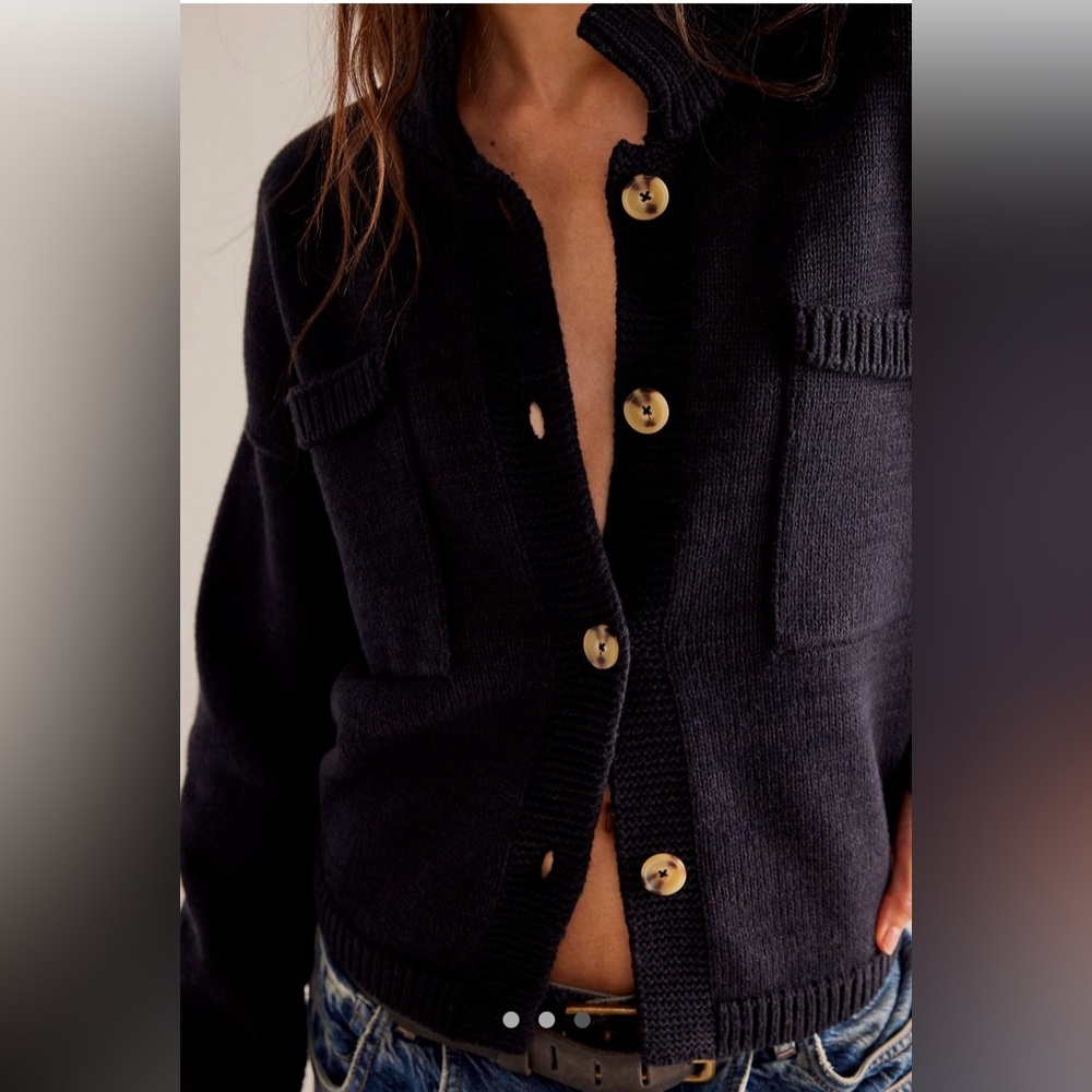 Free People - We The Free - On The Isle Cardi - Black Cardigan - Small